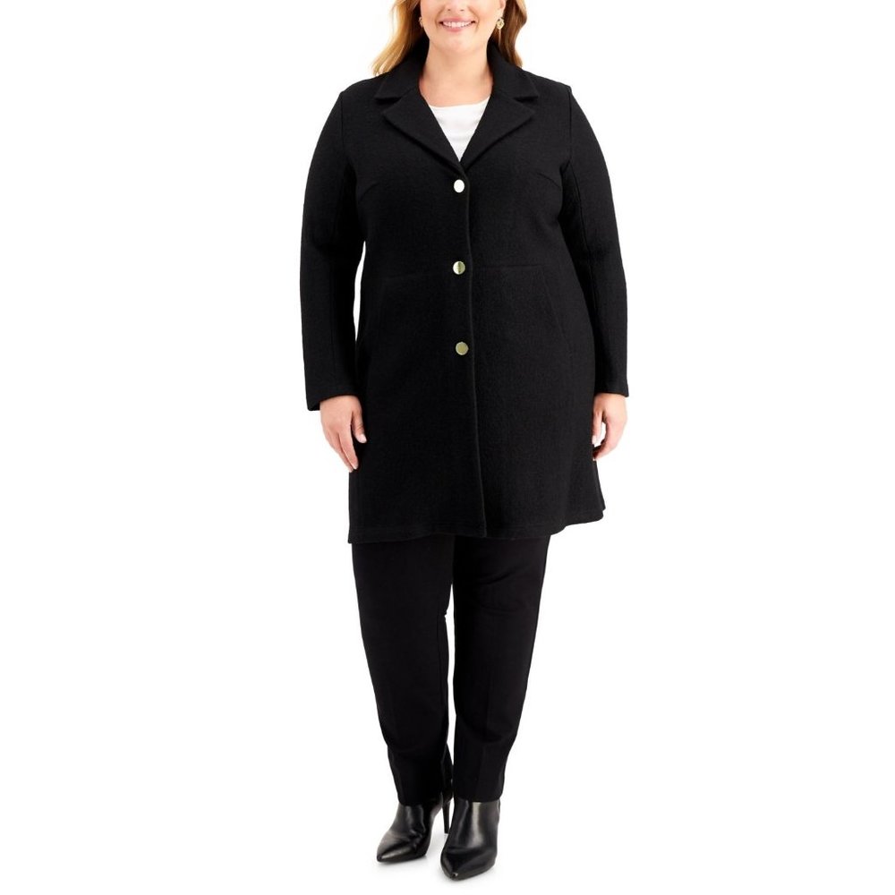 KASPER Plus Size Notched-Lapel Jacket in Black - NWT - Size 2X